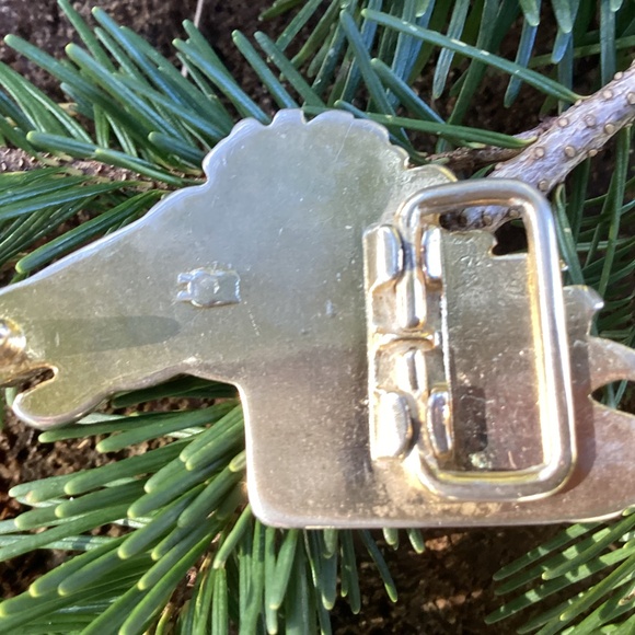 Vintage Heavy Metal Artistic Stallion Horse Belt Buckle/Scarf Slide main image 4
